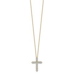14k 2 carat Lab Grown Diamond VS+ F+ Complete 18 inch Cross Pendant Necklace