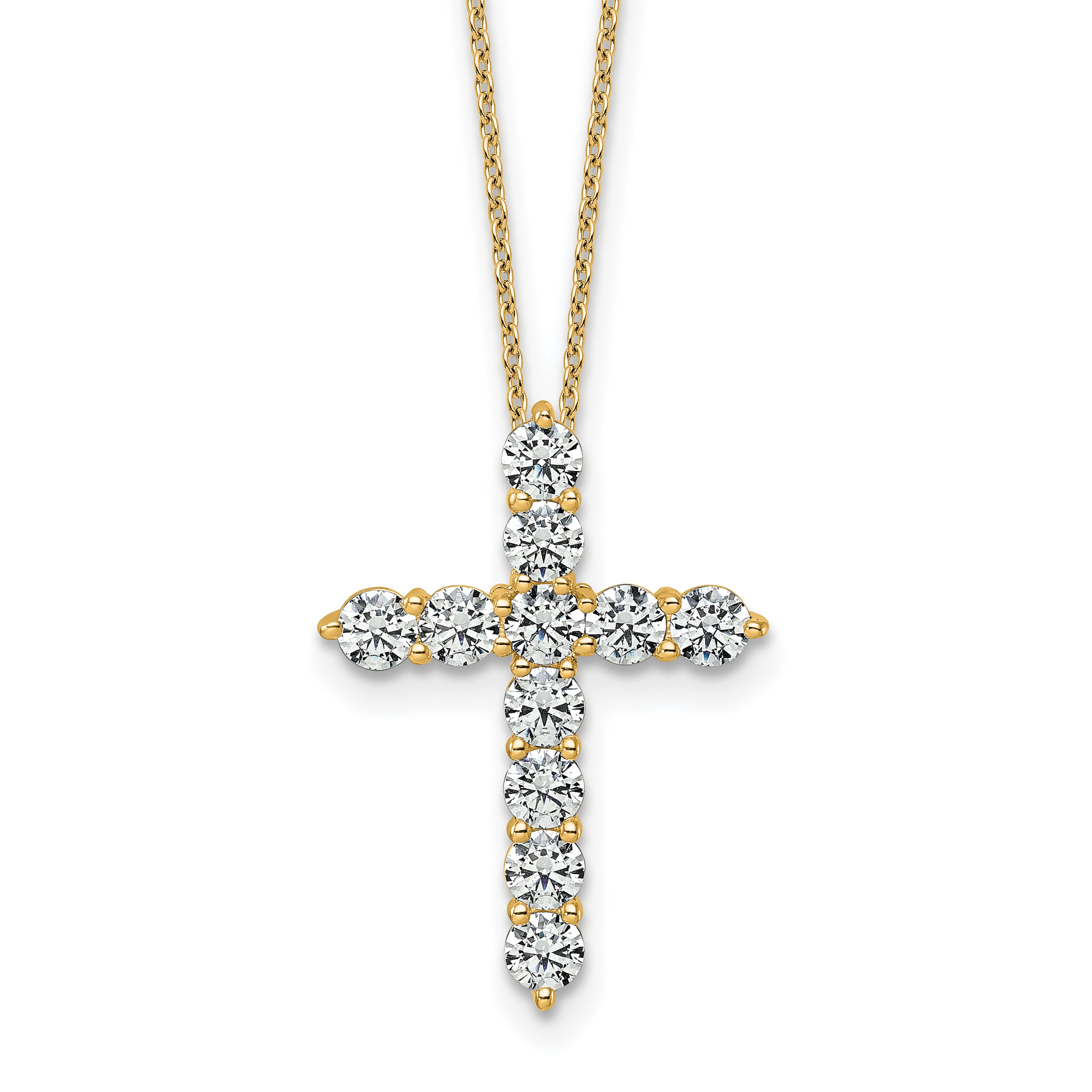 14k 2 carat Lab Grown Diamond VS/SI+ G+ Complete 18 inch Cross Pendant Necklace