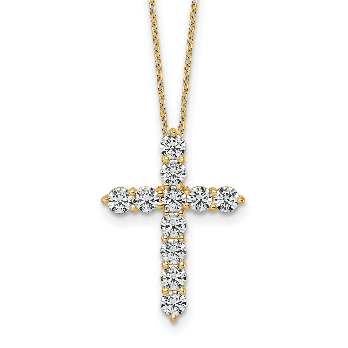 14k 2 carat Lab Grown Diamond VS+ F+ Complete 18 inch Cross Pendant Necklace