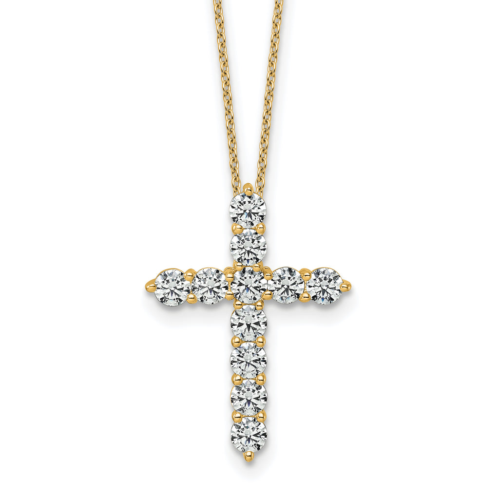 14k 2 carat Lab Grown Diamond VS+ F+ Complete 18 inch Cross Pendant Necklace