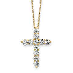 14k 2 carat Lab Grown Diamond VS+ F+ Complete 18 inch Cross Pendant Necklace