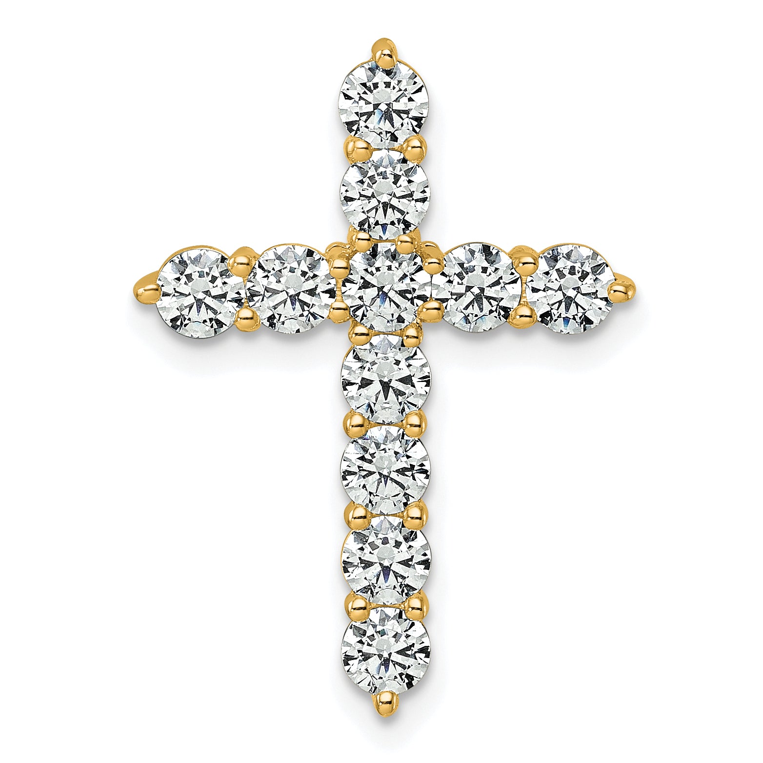14k 2 carat Lab Grown Diamond VS+ F+ Complete Cross Chain Slide Pendant