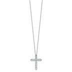14k White Gold 3 carat Lab Grown Diamond VS/SI+ G+ Complete 18 inch Cross Pendant Necklace