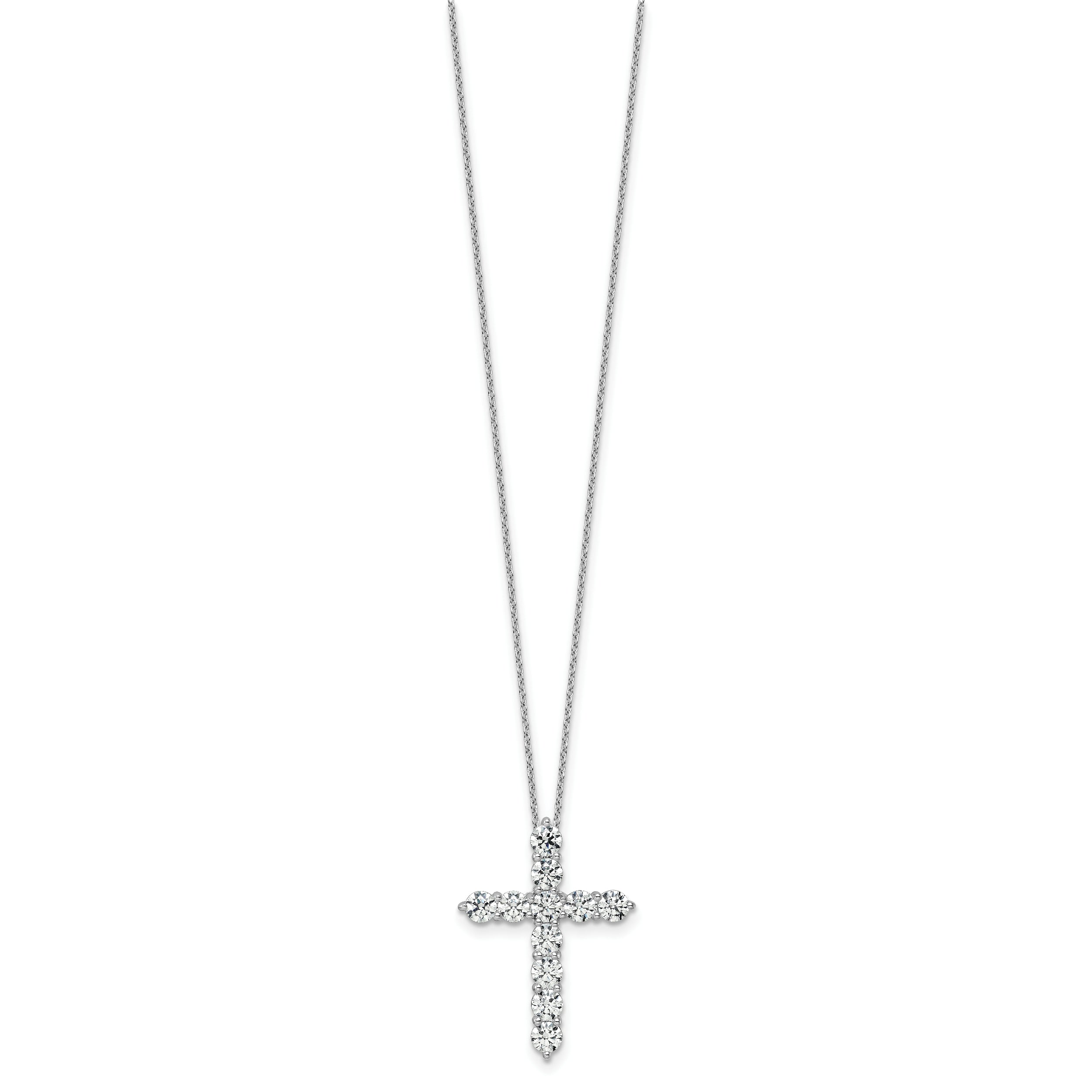 14k White Gold 3 carat Lab Grown Diamond VS/SI+ G+ Complete 18 inch Cross Pendant Necklace