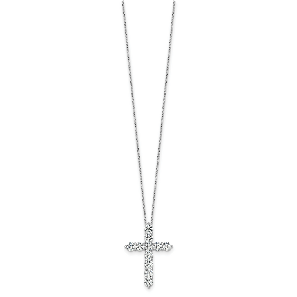 14k White Gold 3 carat Lab Grown Diamond VS+ F+ Complete 18 inch Cross Pendant Necklace