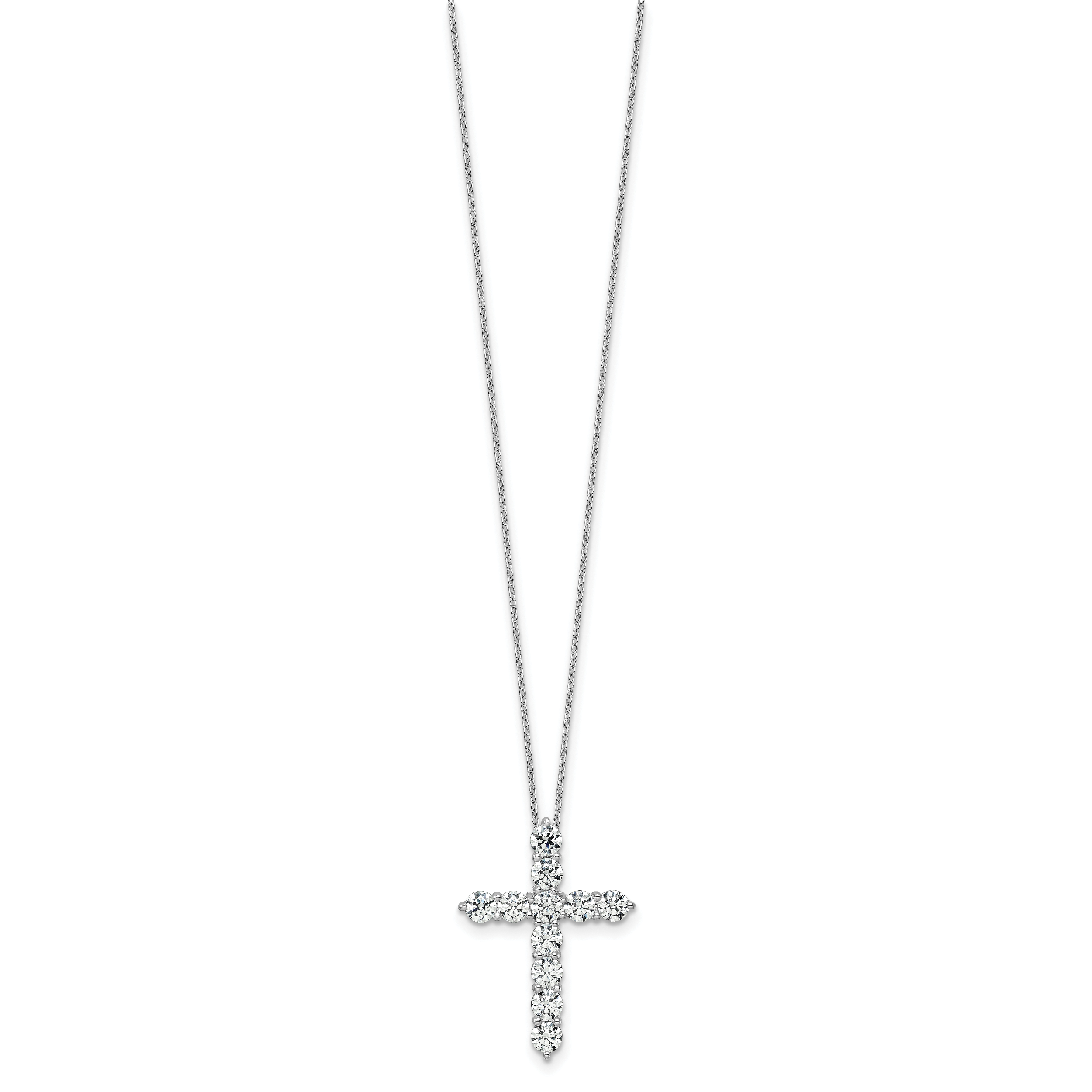 14k White Gold 3 carat Lab Grown Diamond VS+ F+ Complete 18 inch Cross Pendant Necklace