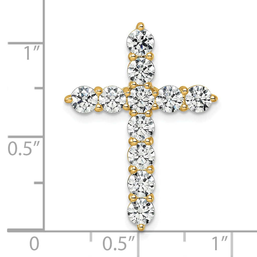 14k 3 carat Lab Grown Diamond VS/SI+ G+ Complete Cross Chain Slide Pendant