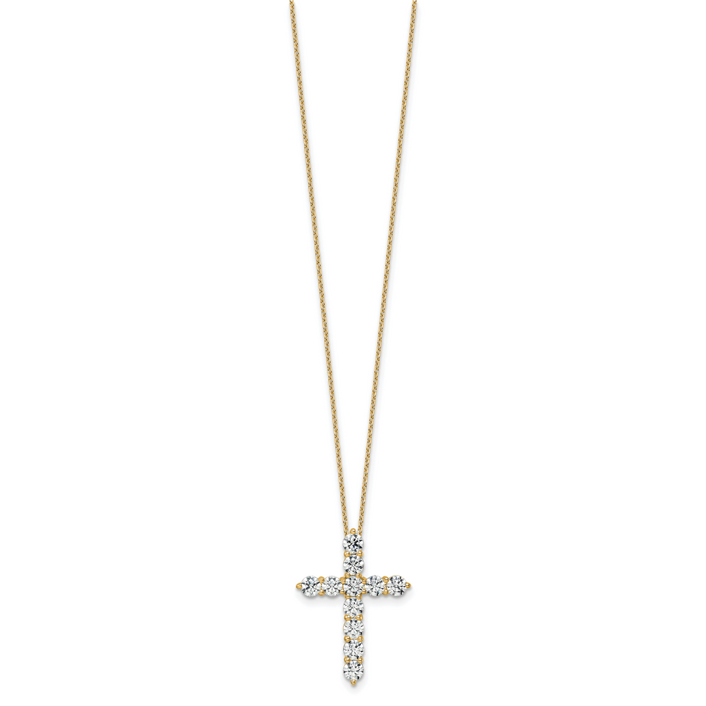 14k 3 carat Lab Grown Diamond VS/SI+ G+ Complete 18 inch Cross Pendant Necklace
