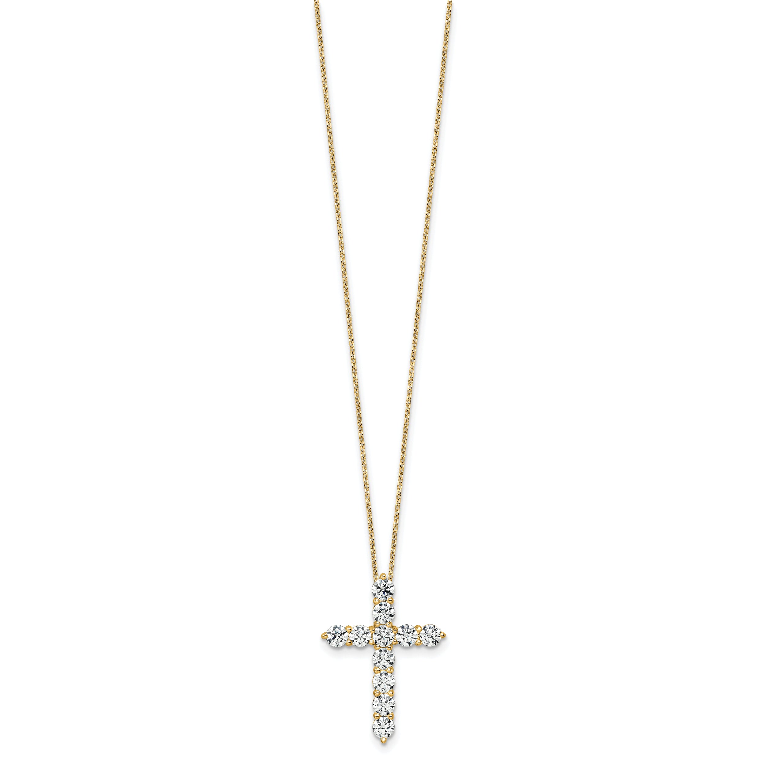 14k 3 carat Lab Grown Diamond VS/SI+ G+ Complete 18 inch Cross Pendant Necklace