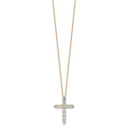 14k 3 carat Lab Grown Diamond VS+ F+ Complete 18 inch Cross Pendant Necklace