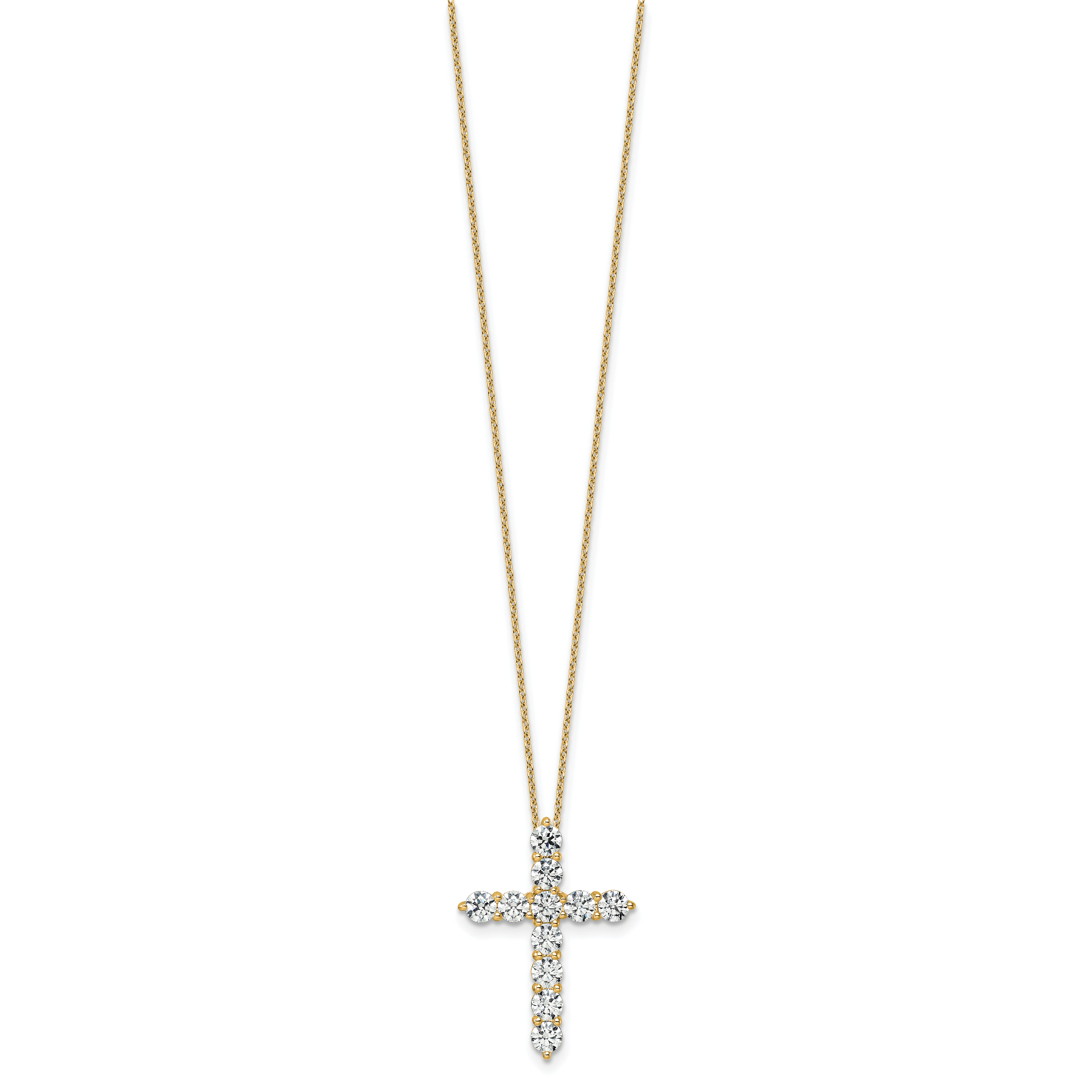 14k 3 carat Lab Grown Diamond VS+ F+ Complete 18 inch Cross Pendant Necklace