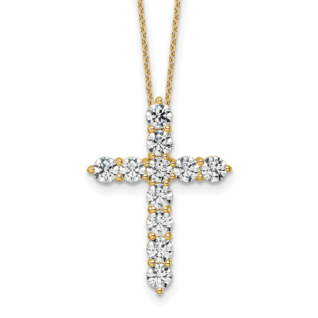 14k 3 carat Lab Grown Diamond VS+ F+ Complete 18 inch Cross Pendant Necklace
