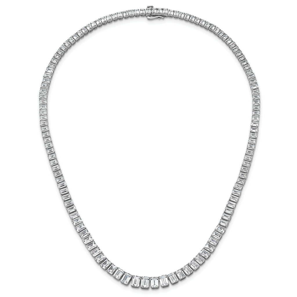 14k White Gold 29 1/6 carat Lab Grown Diamond VS/SI+ G+ Complete 17 inch Emerald Graduated Tennis Necklace