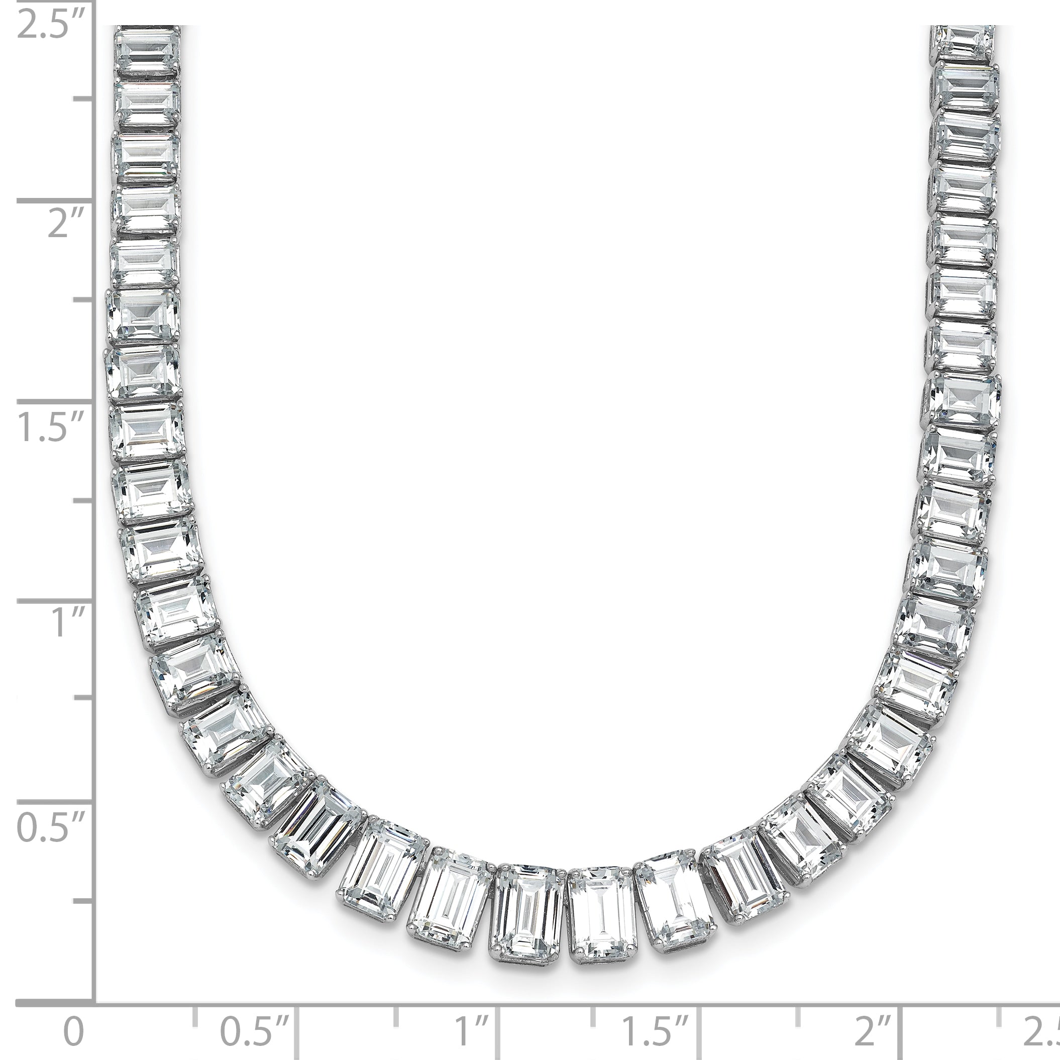 14k White Gold 29 1/6 carat Lab Grown Diamond VS/SI+ G+ Complete 17 inch Emerald Graduated Tennis Necklace