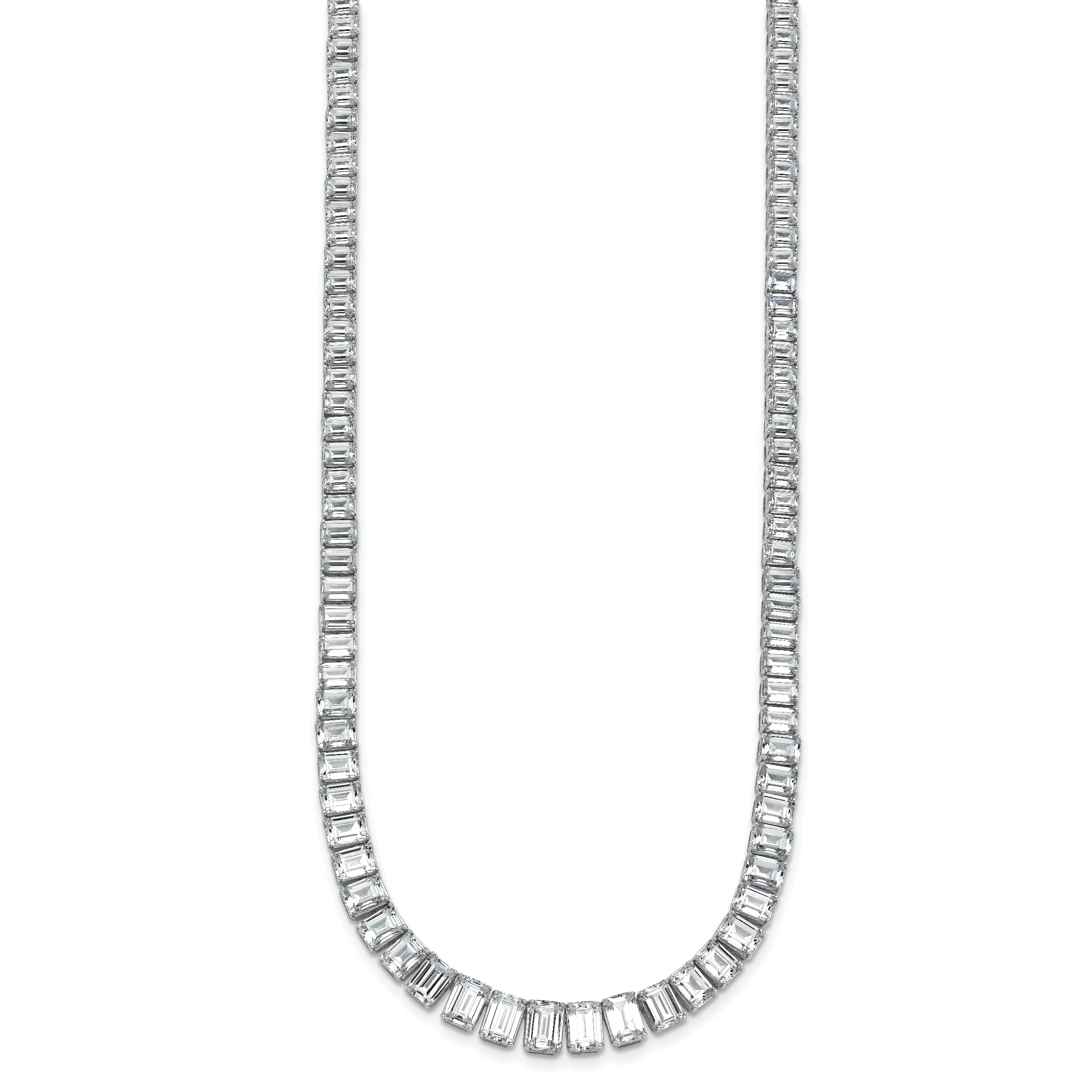 14k White Gold 29 1/6 carat Certified Lab Grown Diamond VS+ F+ Complete 17 inch Emerald Graduated Tennis Necklace