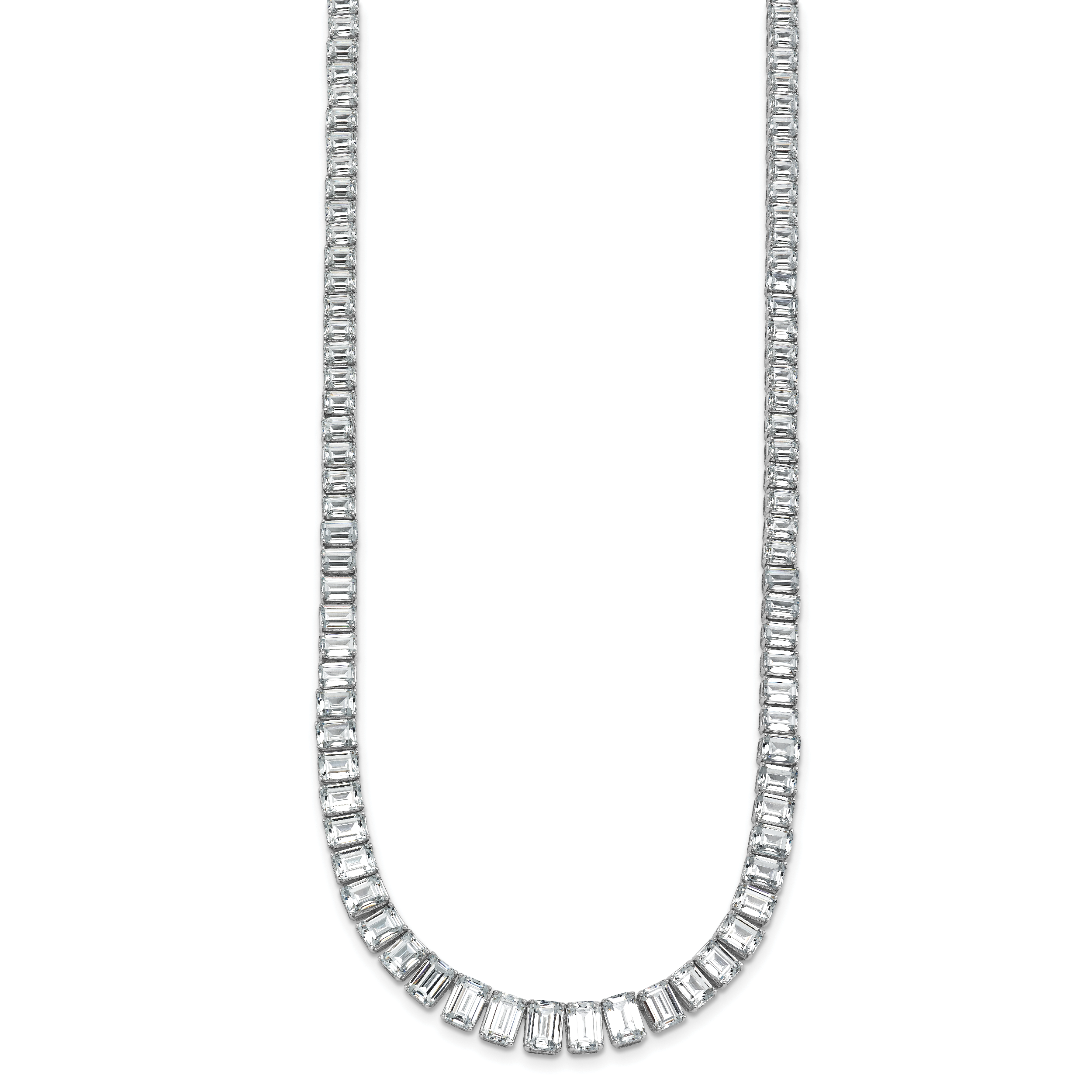 14k White Gold 29 1/6 carat Certified Lab Grown Diamond VS+ F+ Complete 17 inch Emerald Graduated Tennis Necklace
