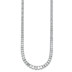 14k White Gold 29 1/6 carat Certified Lab Grown Diamond VS+ F+ Complete 17 inch Emerald Graduated Tennis Necklace