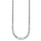 14k White Gold 29 1/6 carat Lab Grown Diamond VS+ F+ Complete 17 inch Emerald Graduated Tennis Necklace