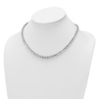 14k White Gold 29 1/6 carat Lab Grown Diamond VS+ F+ Complete 17 inch Emerald Graduated Tennis Necklace