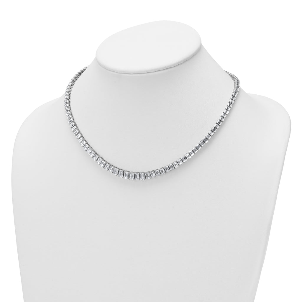 14k White Gold 29 1/6 carat Certified Lab Grown Diamond VS+ F+ Complete 17 inch Emerald Graduated Tennis Necklace