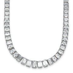 14k White Gold 29 1/6 carat Certified Lab Grown Diamond VS+ F+ Complete 17 inch Emerald Graduated Tennis Necklace
