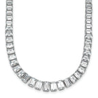 14k White Gold 29 1/6 carat Lab Grown Diamond VS+ F+ Complete 17 inch Emerald Graduated Tennis Necklace