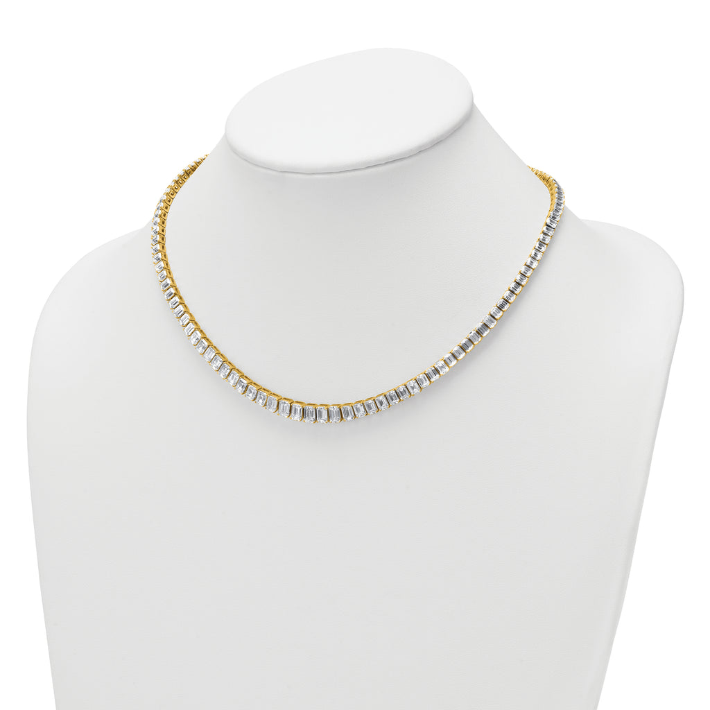 14k 29 1/6 carat Lab Grown Diamond VS/SI+ G+ Complete 17 inch Emerald Graduated Tennis Necklace