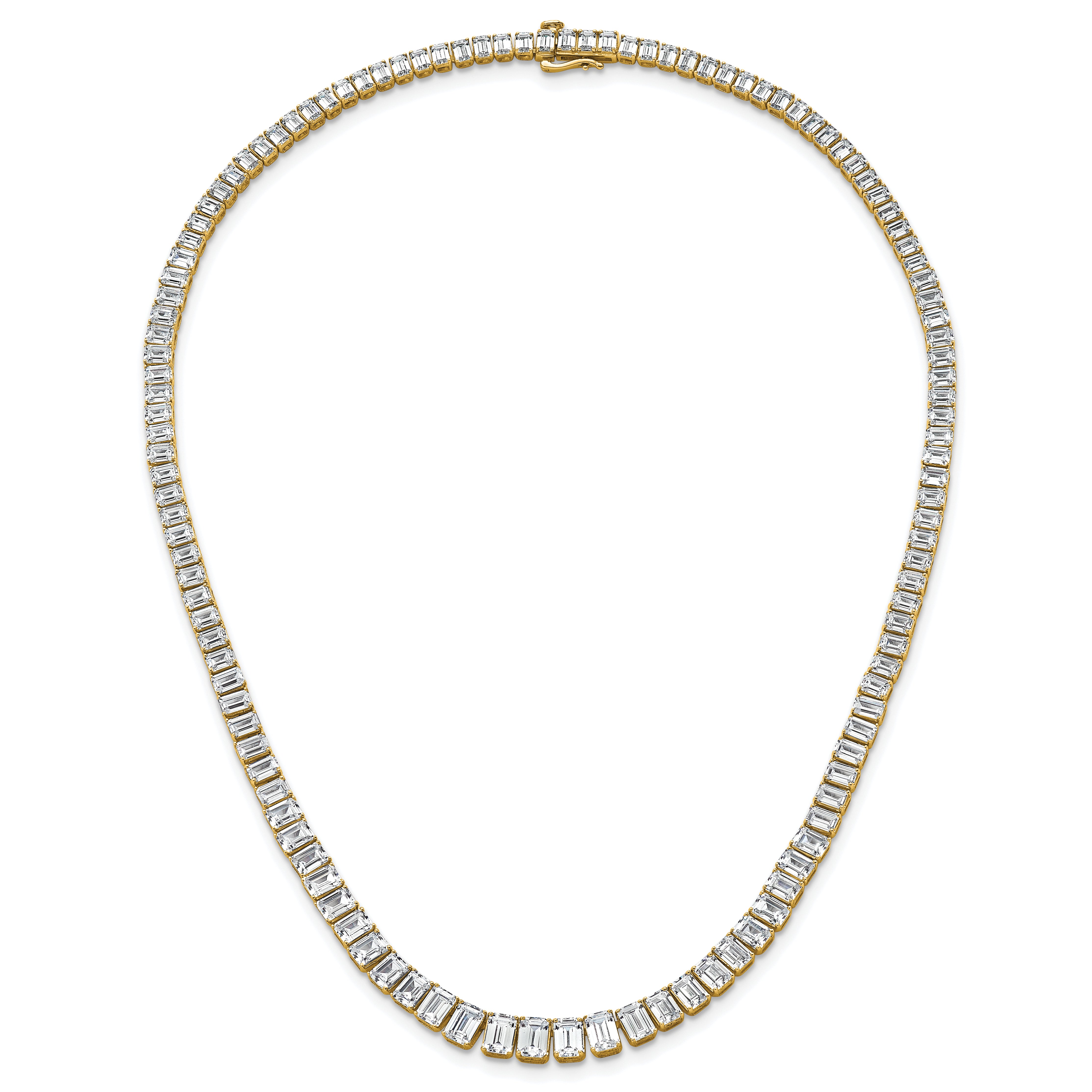 14k 29 1/6 carat Lab Grown Diamond VS/SI+ G+ Complete 17 inch Emerald Graduated Tennis Necklace
