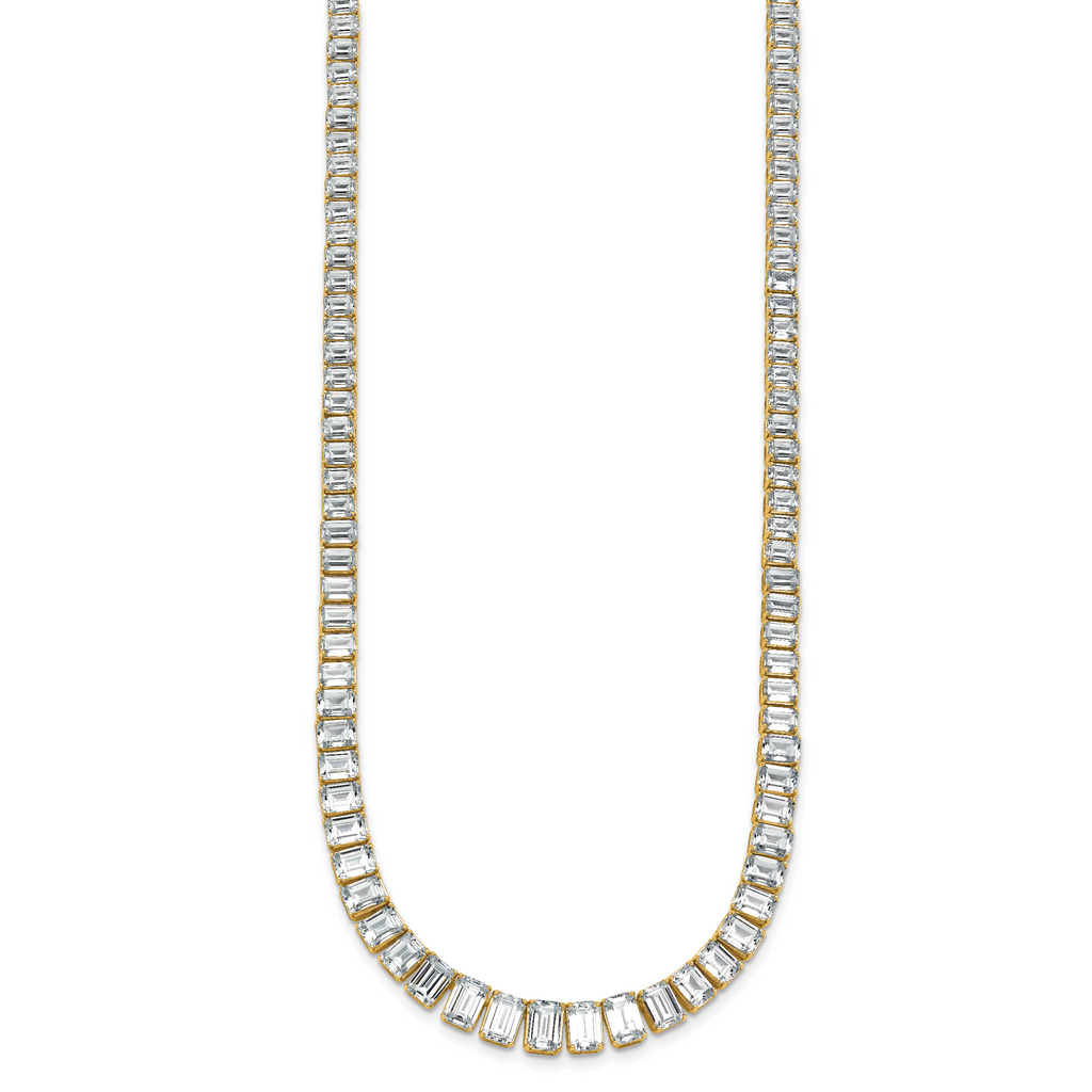 14k 29 1/6 carat Lab Grown Diamond VS+ F+ Complete 17 inch Emerald Graduated Tennis Necklace