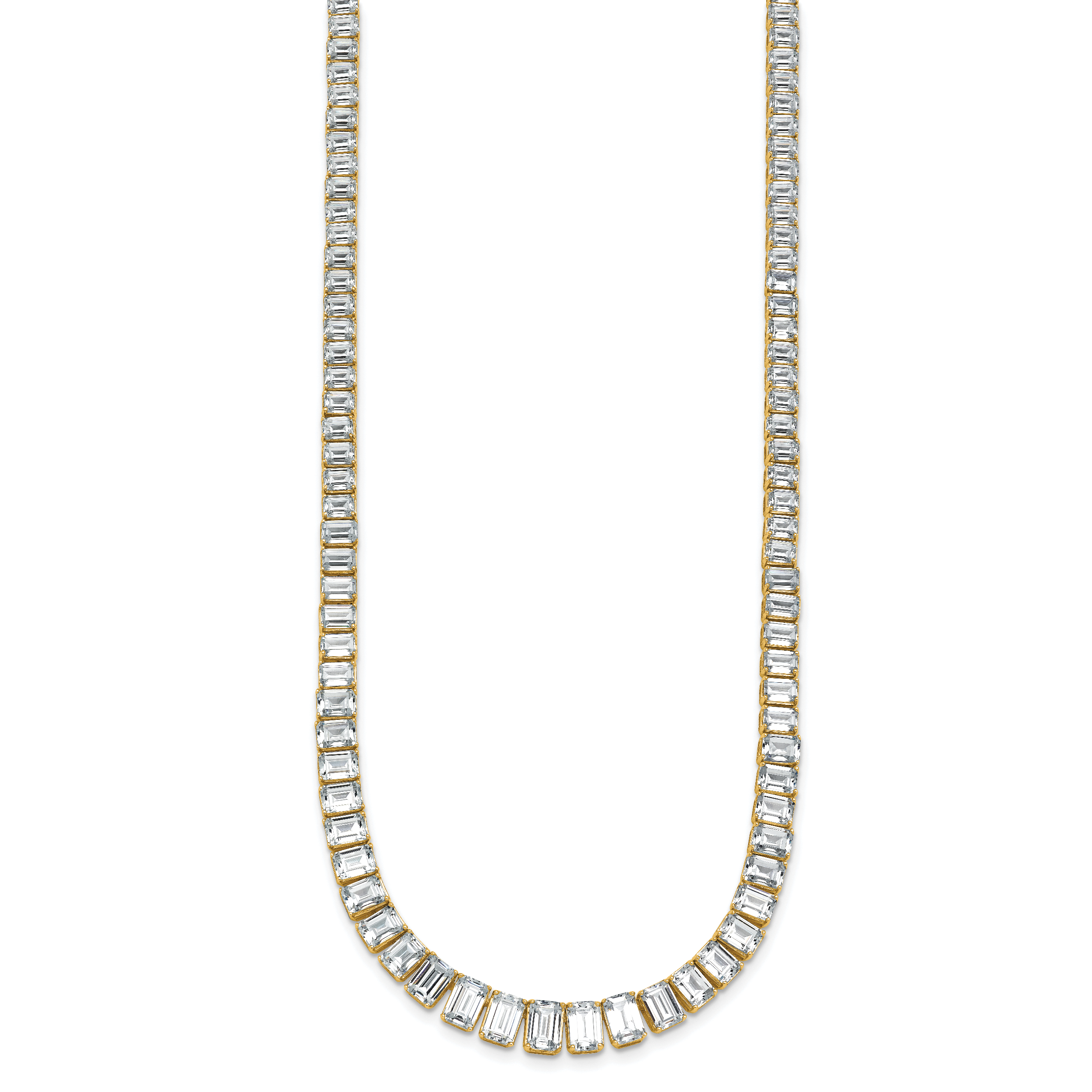 14k 29 1/6 carat Lab Grown Diamond VS+ F+ Complete 17 inch Emerald Graduated Tennis Necklace