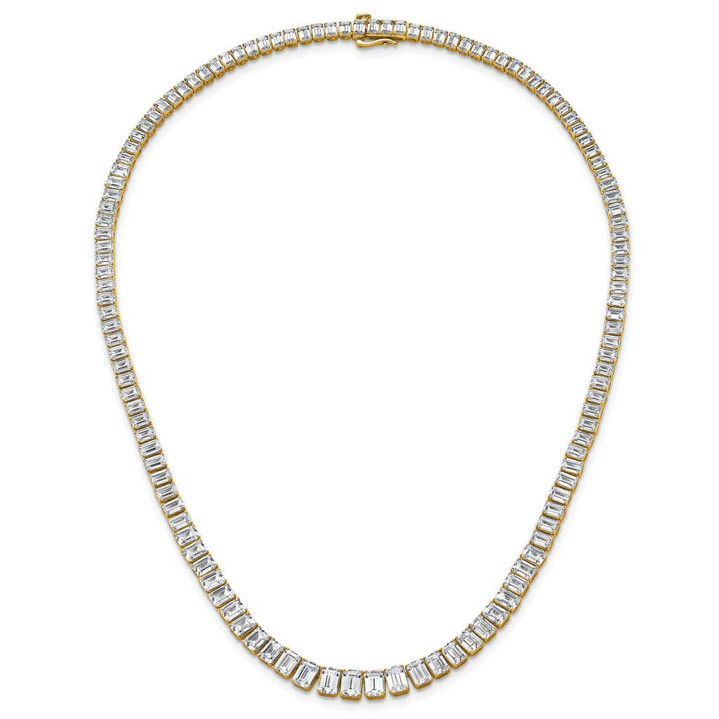14k 29 1/6 carat Lab Grown Diamond VS+ F+ Complete 17 inch Emerald Graduated Tennis Necklace