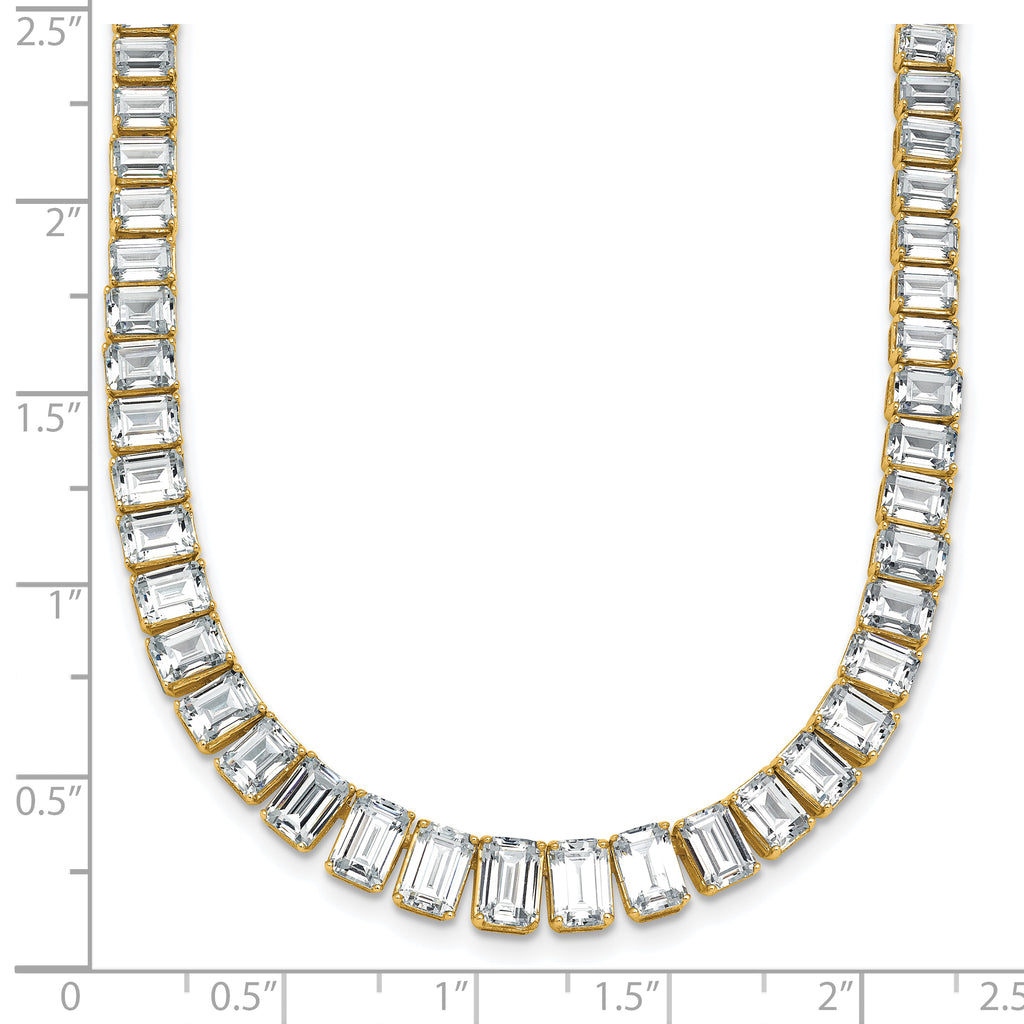 14k 29 1/6 carat Lab Grown Diamond VS+ F+ Complete 17 inch Emerald Graduated Tennis Necklace