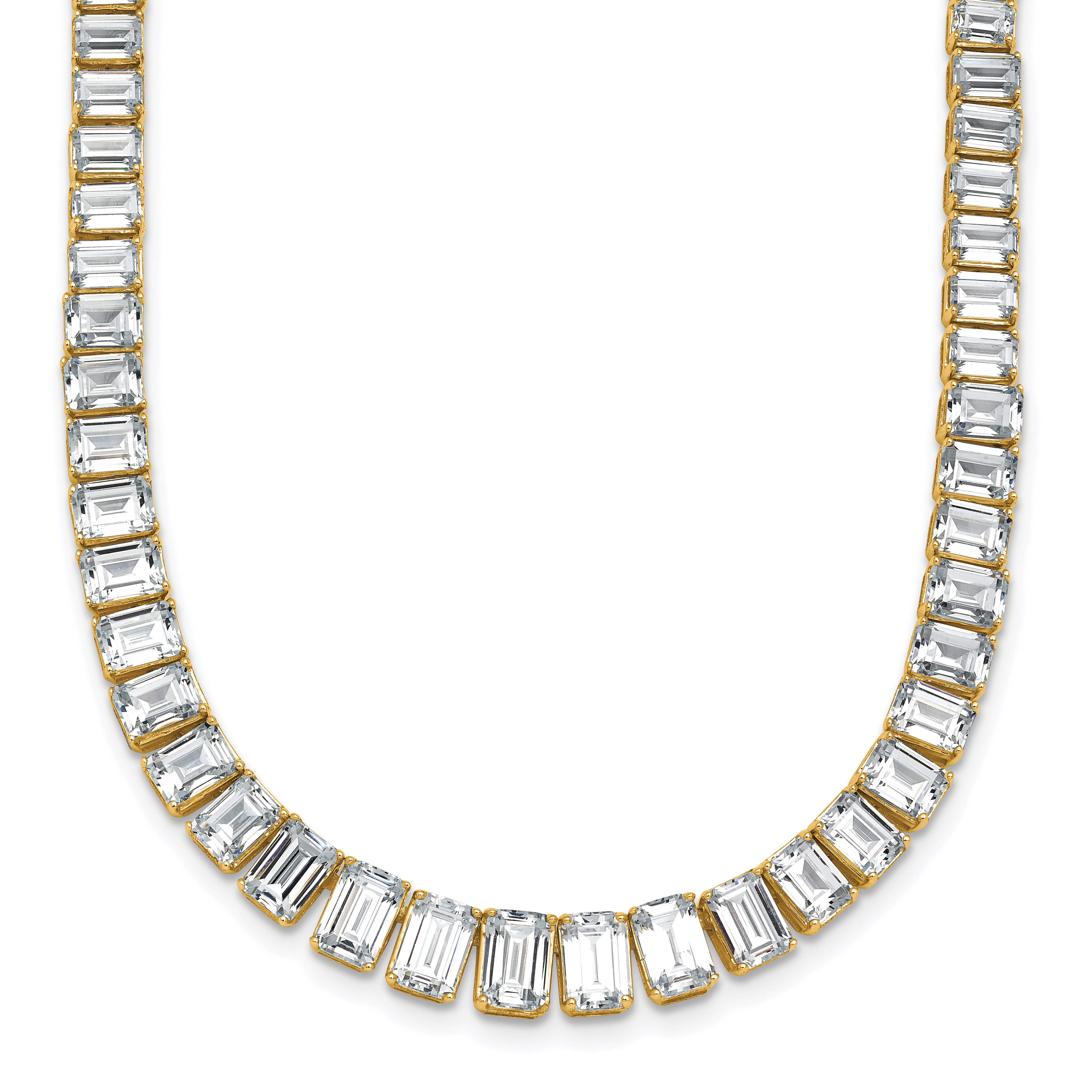 14k 29 1/6 carat Certified Lab Grown Diamond VS/SI+ G+ Complete 17 inch Emerald Graduated Tennis Necklace Main image