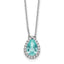 Pure Serenity 14k White Gold 1/4 carat Lab Grown Diamond VS/SI+ G+ and Lab Created Paraiba 18 inch Oval Halo Pendant Necklace