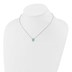 Pure Serenity 14k White Gold 1/8 carat Lab Grown Diamond VS/SI+ G+ and Lab Created Paraiba 18 inch Oval Halo Pendant Necklace