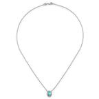 Pure Serenity 14k White Gold 1/8 carat Lab Grown Diamond VS/SI+ G+ and Lab Created Paraiba 18 inch Oval Halo Pendant Necklace