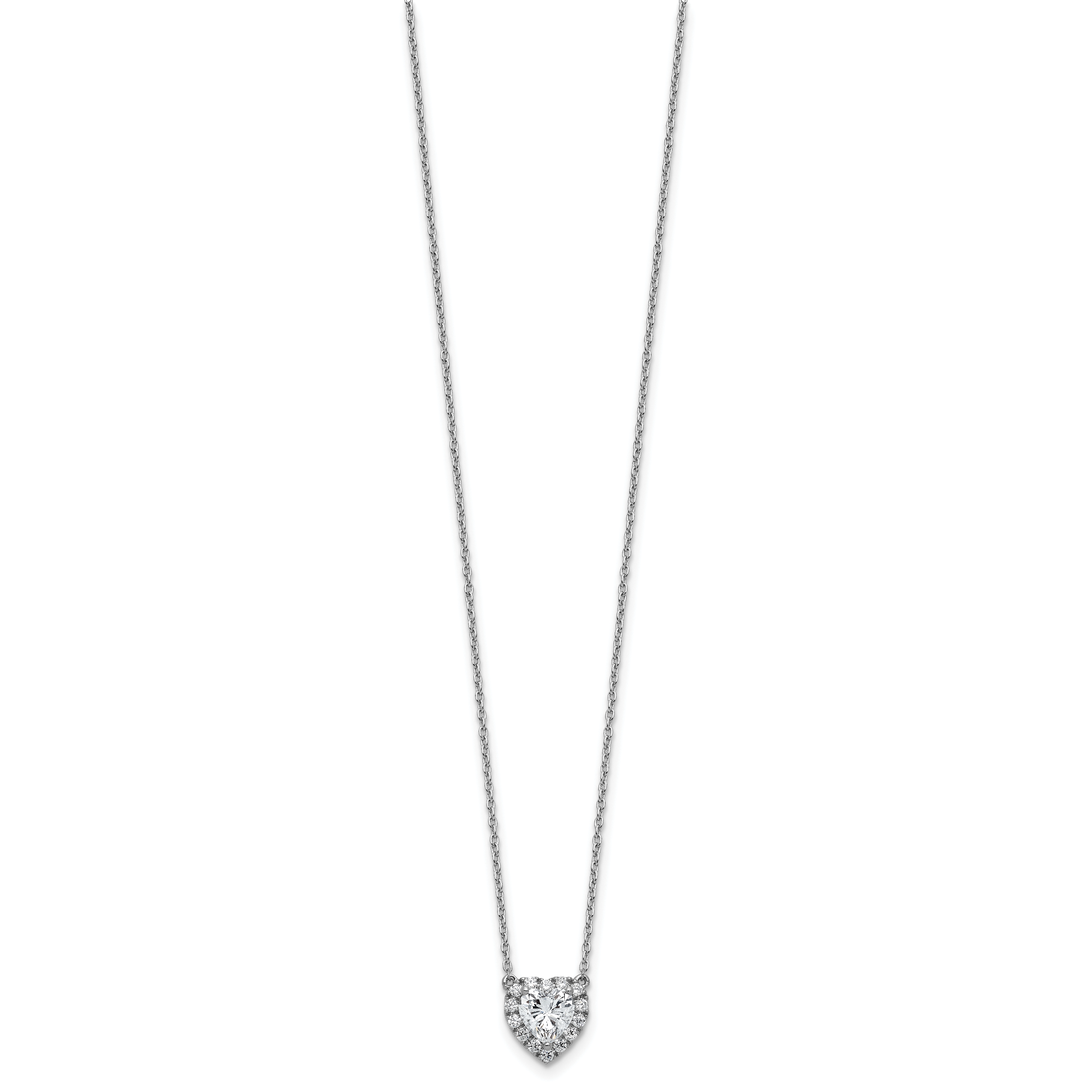 14k White Gold 1 1/5 carat Lab Grown Diamond VS/SI+ G+ Complete 18 inch Halo Heart Necklace Secondary image