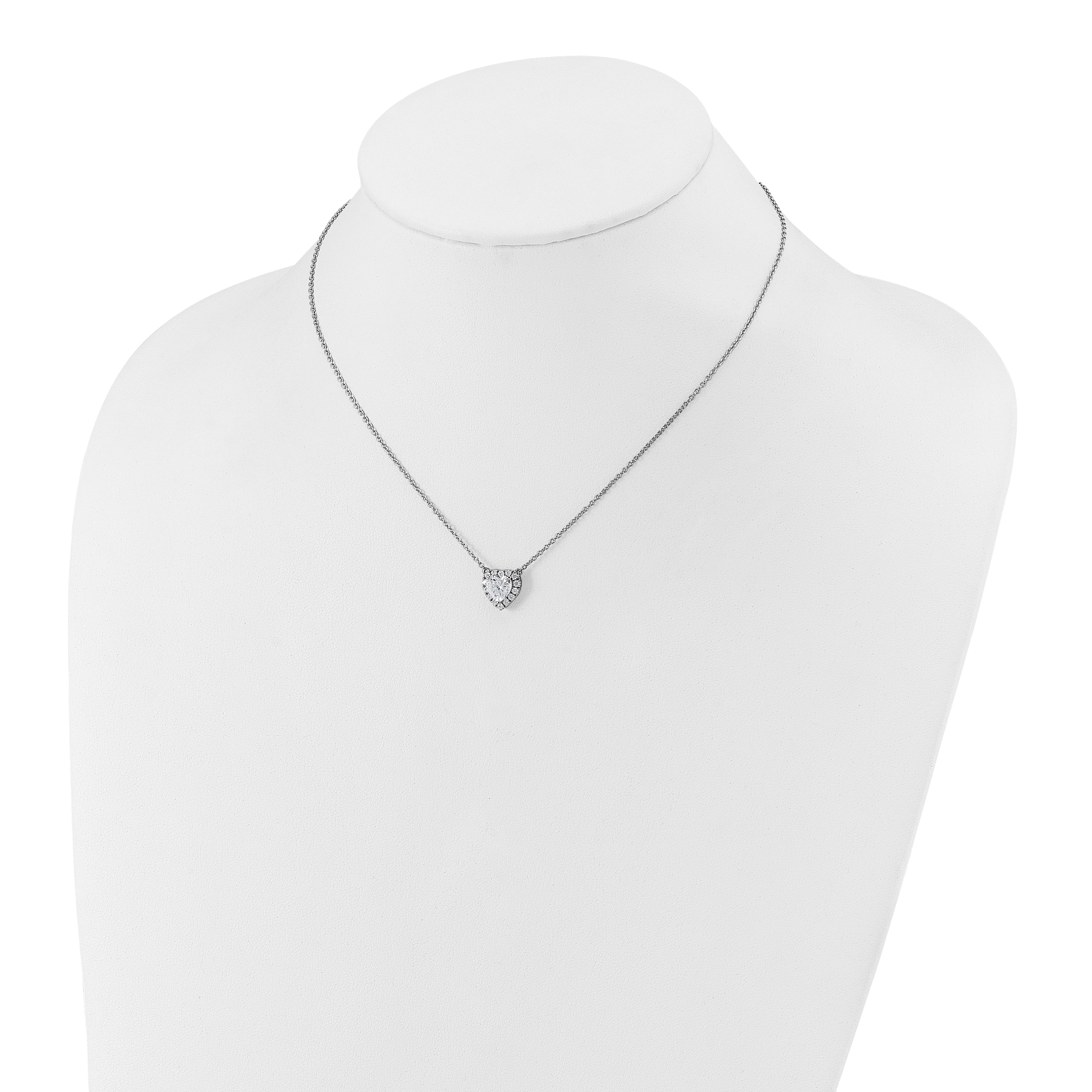 14k White Gold 1 1/5 carat Lab Grown Diamond VS/SI+ G+ Complete 18 inch Halo Heart Necklace