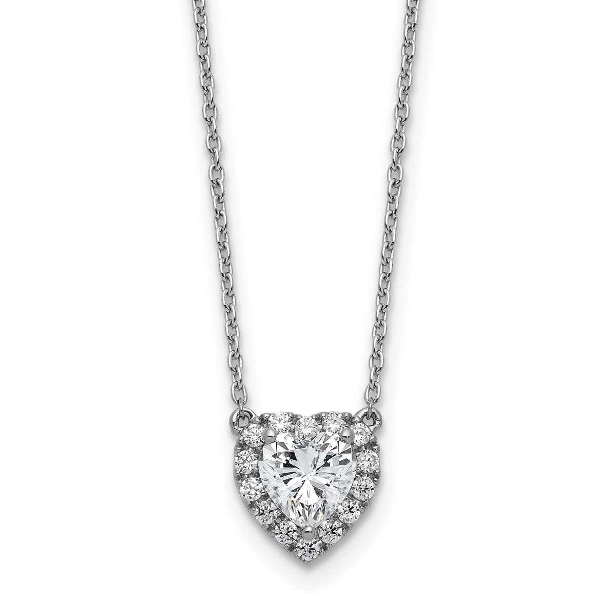Lab-Grown Diamond Halo Heart Necklace in 14K White Gold (1 1/5 ct. tw.), 16 Inch - Sophia Jewelers Main image