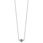 14k White Gold 1 1/8 carat Lab Grown Diamond VS/SI+ G+ and Created Emerald Complete Three Stone 16 inch Necklace