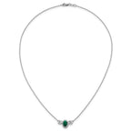 14k White Gold 1 1/8 carat Lab Grown Diamond VS/SI+ G+ and Created Emerald Complete Three Stone 16 inch Necklace