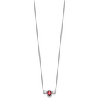 14k White Gold 1 1/8 carat Lab Grown Diamond VS/SI+ G+ and Created Ruby Complete Three Stone 16 inch Necklace