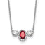 14k White Gold 1 1/8 carat Lab Grown Diamond VS/SI+ G+ and Created Ruby Complete Three Stone 16 inch Necklace