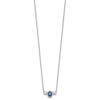 14k White Gold 1 1/8 carat Lab Grown Diamond VS/SI+ G+ and Created Sapphire Complete Three Stone 16 inch Necklace