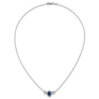 14k White Gold 1 1/8 carat Lab Grown Diamond VS/SI+ G+ and Created Sapphire Complete Three Stone 16 inch Necklace
