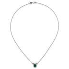 14k White Gold 1/2 carat Lab Grown Diamond VS/SI+ G+ and Created Emerald Complete Three Stone 16 inch Necklace