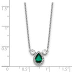14k White Gold 1/2 carat Lab Grown Diamond VS/SI+ G+ and Created Emerald Complete Three Stone 16 inch Necklace