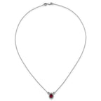 14k White Gold 1/2 carat Lab Grown Diamond VS/SI+ G+ and Created Ruby Complete Three Stone 16 inch Necklace