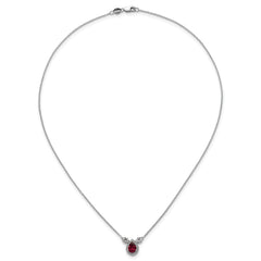 14k White Gold 1/2 carat Lab Grown Diamond VS/SI+ G+ and Created Ruby Complete Three Stone 16 inch Necklace
