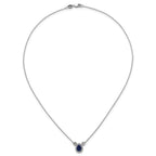 14k White Gold 1/2 carat Lab Grown Diamond VS/SI+ G+ and Created Sapphire Complete Three Stone 16 inch Necklace